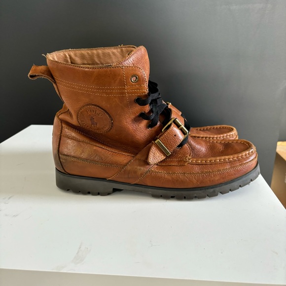 Polo Ralph Lauren Ranger Boots Tumbled Brown Leather Mens Size 11 - Picture 6 of 12